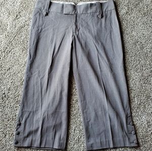 Grey crop dress pants with buttons at bottom